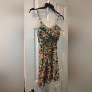 As U Wish Floral Dress - Blue and Tan